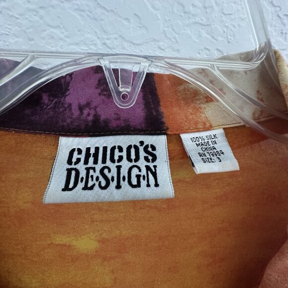 Vintage Chicos Design Sheer Blouse Womens 3 (L/16) Orange 100% Silk Art to Wear - Picture 3 of 11